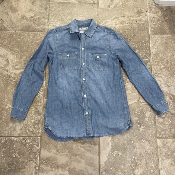 Madewell Chambray Classic Ex-Boyfriend Shirt in Mazzy Wash Size‎ XXS - Picture 3 of 12
